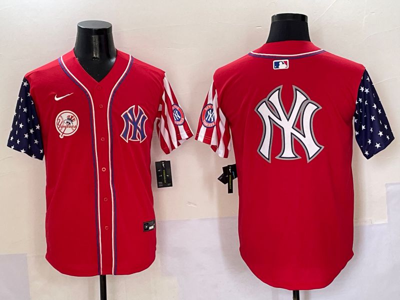 Men New York Yankees Blank Red a generation of national flags Jointly Name 2025 Nike MLB Jersey style 34